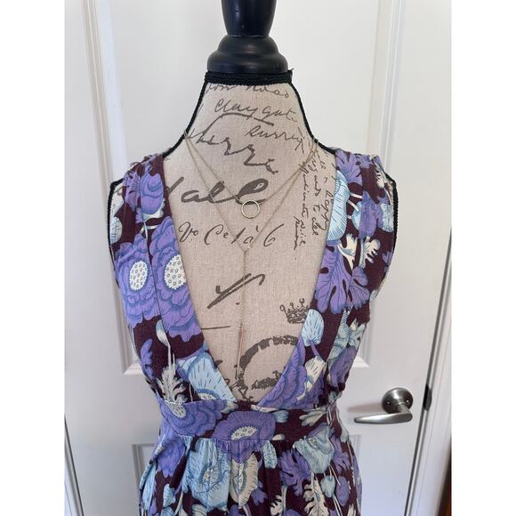 Lux Urban Outfitters Women's sz L Low Cut Floral Sundress Midi Y2K Fall attire - Picture 2 of 8